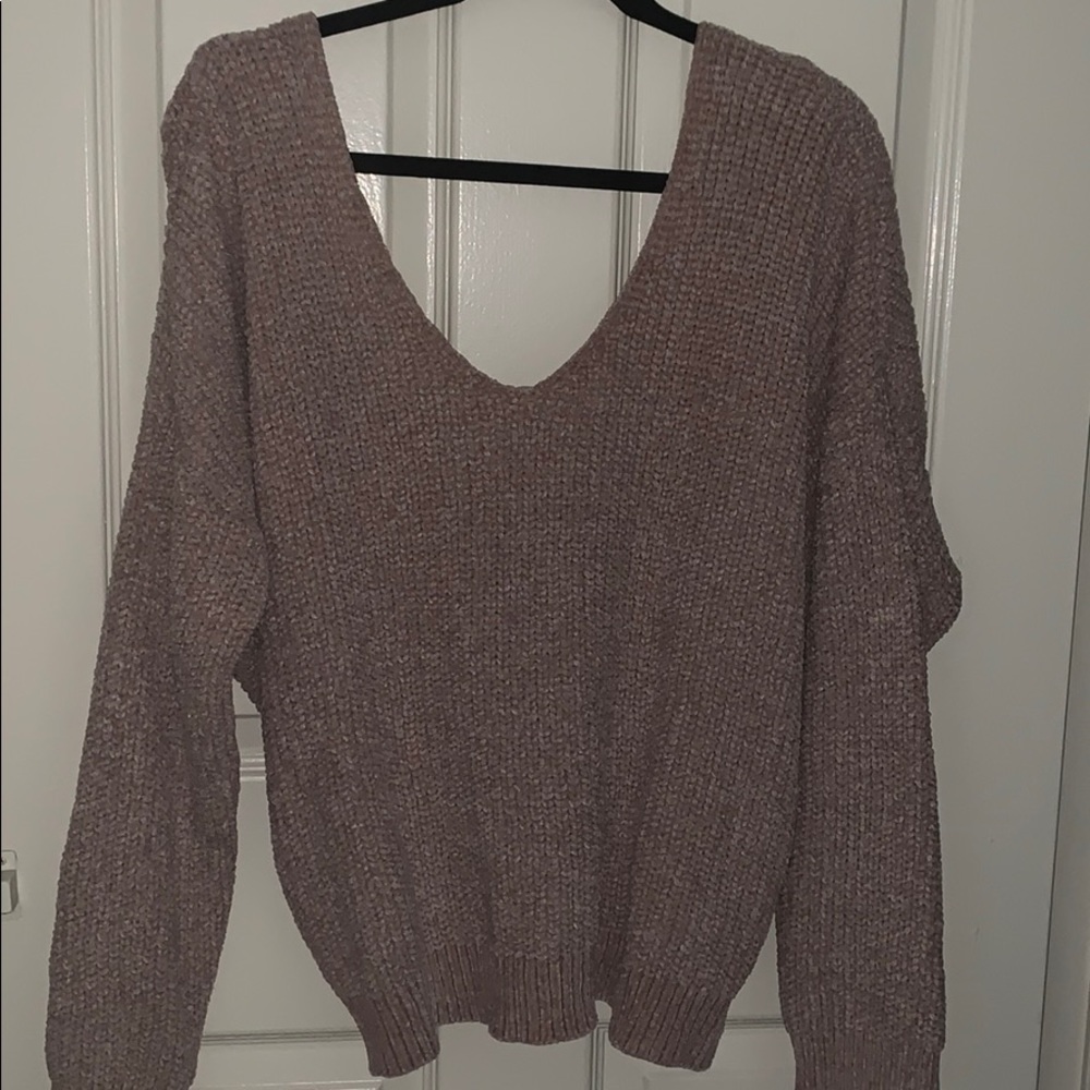 Sweater with cross back deep V